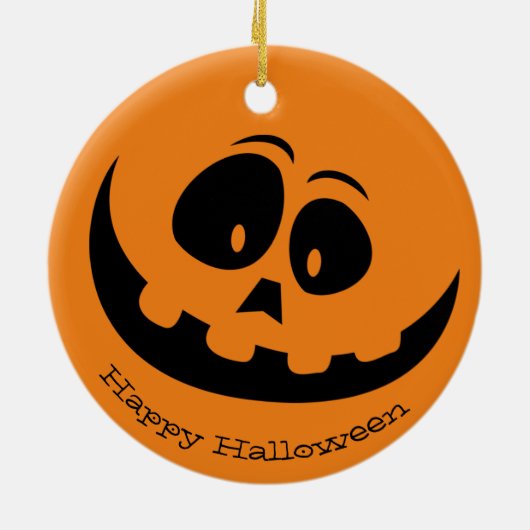 Goofy Jack-O-Lantern Face Design Keramik Ornament (Hinten)