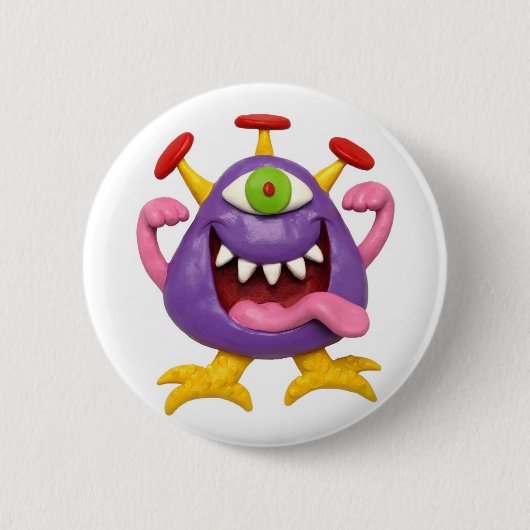 Goofy Lila Monster Button (Vorderseite)