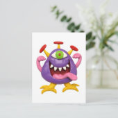 Goofy Lila Monster Postkarte (Stehend Vorderseite)