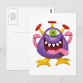 Goofy Lila Monster Postkarte (Vorne/Hinten)