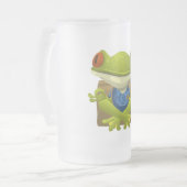 Goofy Little Meditation Green Tree Frosch Mattglas Bierglas (Vorderseite Links)