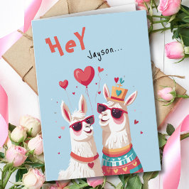 Goofy Llama Pun Kids Funny Valentine's Day Karte
