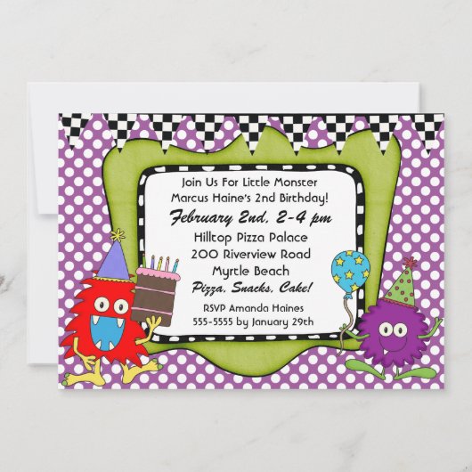 Goofy Monsters Einladung zum Geburtstag (Rückseite)
