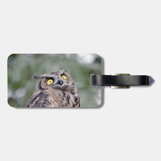 Goofy Owl Gepäckmarke Gepäckanhänger (Rückseite horizontal)