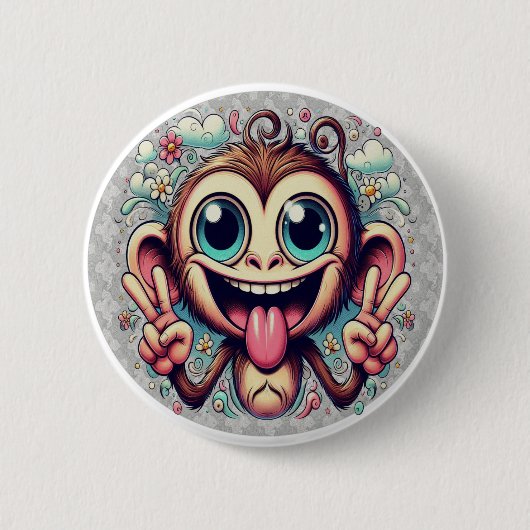 Goofy Peace Monkey Button (Vorderseite)