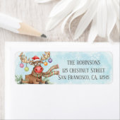 Goofy Reindeer Christmas Lights Return Address (Insitu)
