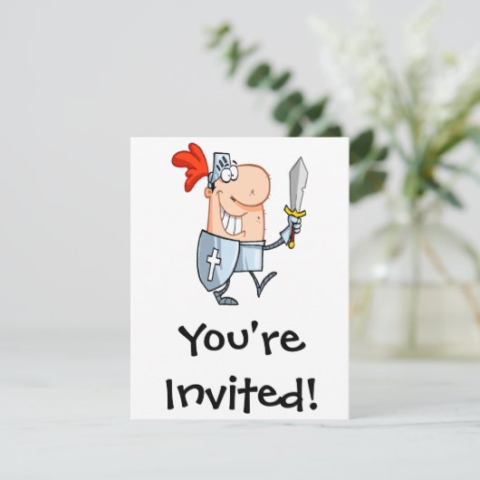 goofy Ritter in glänzender Rüstung mit Schwert-Car Einladung (Stehend Vorderseite)