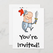 goofy Ritter in glänzender Rüstung mit Schwert-Car Einladung (Vorne/Hinten)