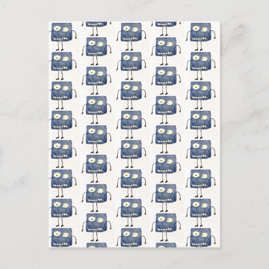 Goofy Square Blue Cartoon Guy Postkarte (Vorderseite)