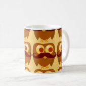 Goofy Trendy Mustache Owl Cartoon Charakter Kaffeetasse (VorderseiteRechts)
