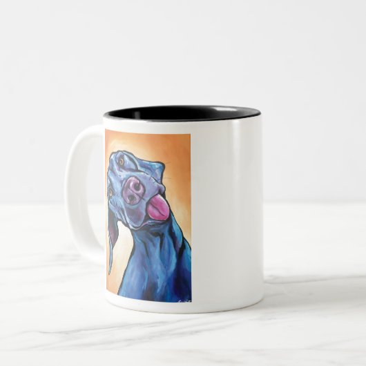 Goofy Weimaraner Zweifarbige Tasse (Vorderseite Links)