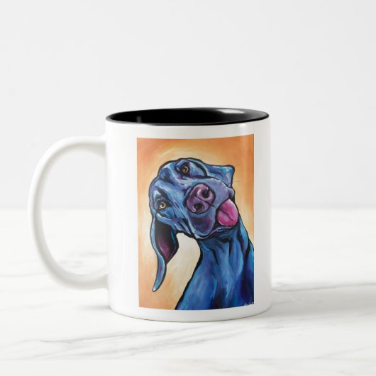 Goofy Weimaraner Zweifarbige Tasse (Links)