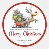 Goofy whimsical reindeer sticker funny deer print (Vorderseite)