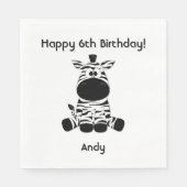 Goofy Zebra Birthday Personal Name Age Serviette (Vorderseite)