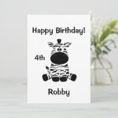 Goofy Zebra Geburtstagsparty Einladung (Stehend Vorderseite)