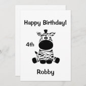 Goofy Zebra Geburtstagsparty Einladung (Vorne/Hinten)