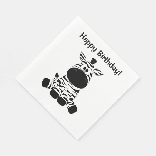 Goofy Zebra Happy Birthday Serviette (Ecke)