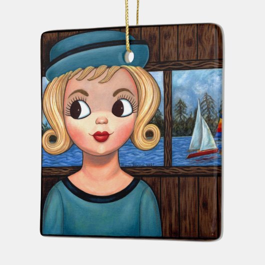 Googl Girl Sailor Head Vase Sailboat Niedlich Big Keramikornament (Links)
