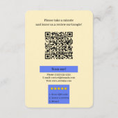 Google-Bewertung mit QR-Code-Link-Geschäftskarte Begleitkarte (Rückseite)