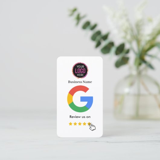 Google-Bewertung mit QR-Code-Link Visitenkarte (Stehend Vorderseite)