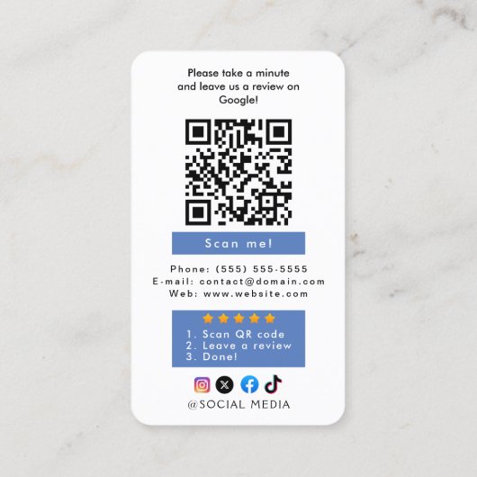 Google-Bewertung mit QR-Code-Link Visitenkarte (Rückseite)