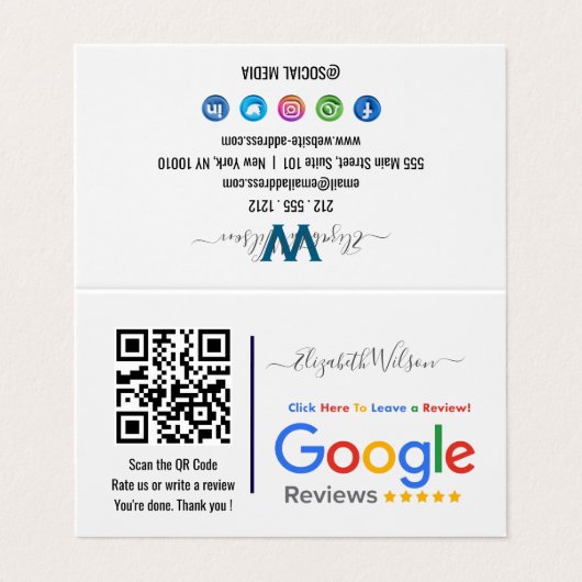 Google-Bewertung mit QR-Code-Link  Visitenkarten (Außenseite Aufgefaltet)