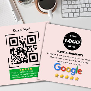 Google-Bewertung QR-Code Blütenrosa modern Quadratische Visitenkarte