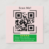 Google-Bewertung | QR-Code | Blütenrosa modern Quadratische Visitenkarte (Rückseite)