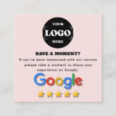 Google-Bewertung | QR-Code | Blütenrosa modern Quadratische Visitenkarte (Vorderseite)