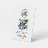 Google Bewertungen Bunter Rahmen QR-Code Sockelschild (Vorderseite)