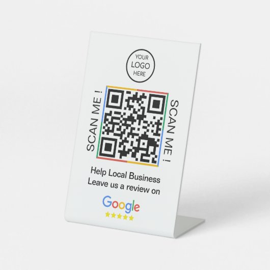 Google-Bewertungen | Business Feedback QR Code Ped Sockelschild (Vorderseite)