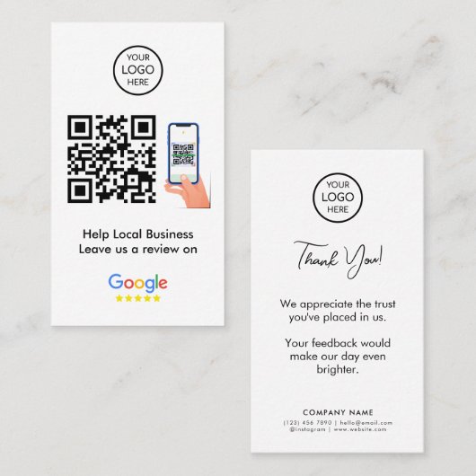 Google-Bewertungen | Business Feedback QR Code Visitenkarte (Vorne/Hinten)