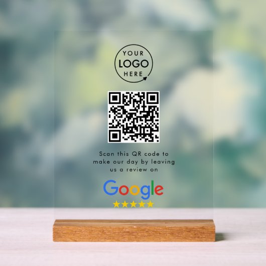 Google-Bewertungen | Business Review Link QR Code Acrylschild (Neutral)
