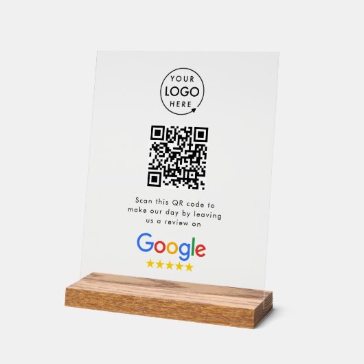 Google-Bewertungen | Business Review Link QR Code Acrylschild (Winkel)