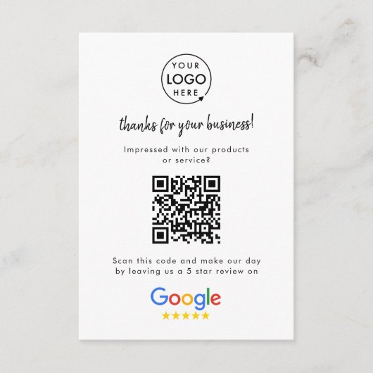 Google-Bewertungen | Business Review Link QR Code Begleitkarte (Vorderseite)