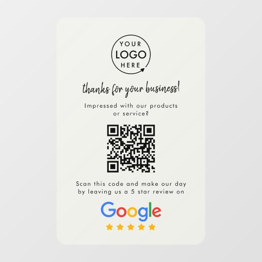 Google-Bewertungen | Business Review Link QR Code Fensteraufkleber (Blatt)