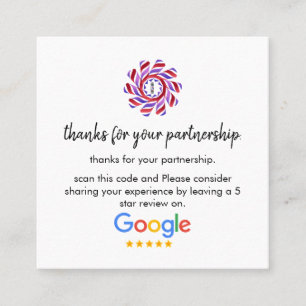 Google-Bewertungen Business Review Link QR Code Quadratische Visitenkarte