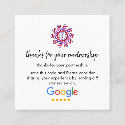 Google-Bewertungen | Business Review Link QR Code  Quadratische Visitenkarte (Vorderseite)