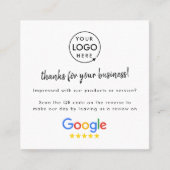 Google-Bewertungen | Business Review Link QR Code Quadratische Visitenkarte (Vorderseite)