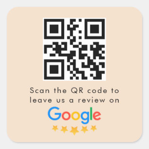 Google-Bewertungen   Business Review Link QR Code Quadratischer Aufkleber
