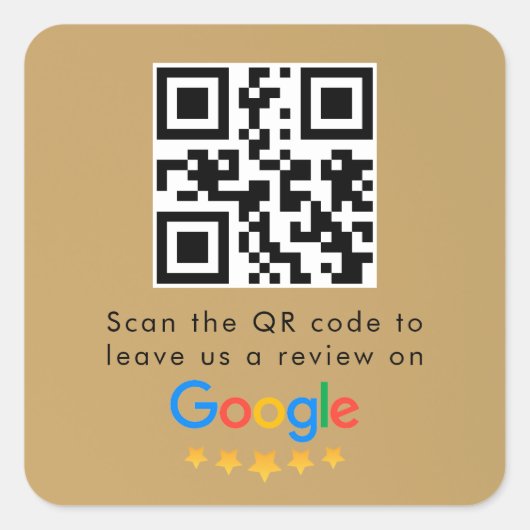 Google-Bewertungen | Business Review Link QR Code Quadratischer Aufkleber (Vorderseite)