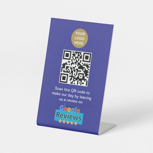 Google-Bewertungen | Business Review Link QR Code Sockelschild (Vorderseite)