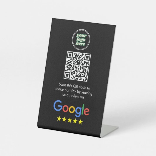 Google-Bewertungen | Business Review Link QR Code Sockelschild (Vorderseite)
