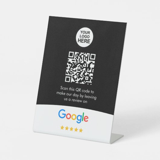 Google-Bewertungen | Business Review Link QR Code Sockelschild (Vorderseite)