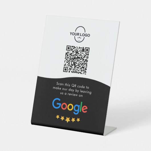 Google-Bewertungen | Business Review Link QR Code Sockelschild (Vorderseite)
