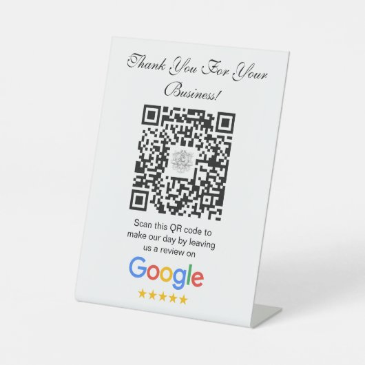 Google-Bewertungen | Business Review Link QR Code Sockelschild (Vorderseite)