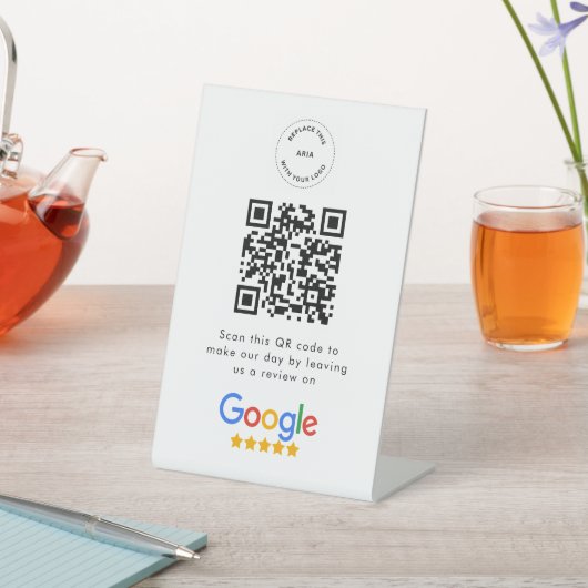 Google-Bewertungen | Business Review Link QR Code Sockelschild (In SItu)