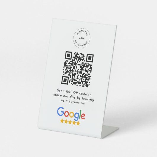 Google-Bewertungen | Business Review Link QR Code Sockelschild (Vorderseite)