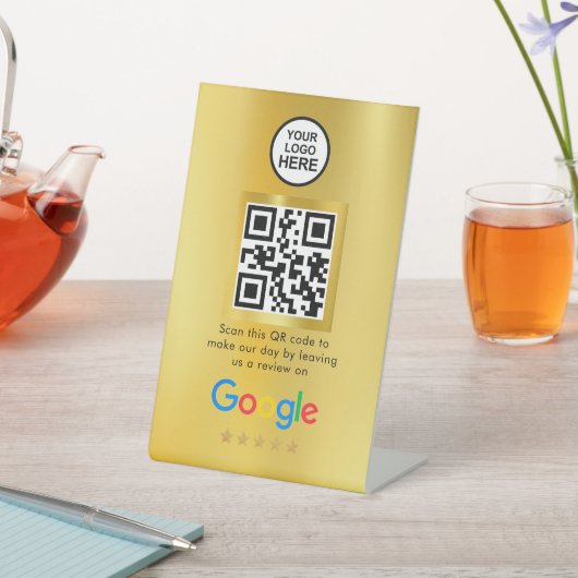 Google-Bewertungen | Business Review Link QR Code Sockelschild (In SItu)