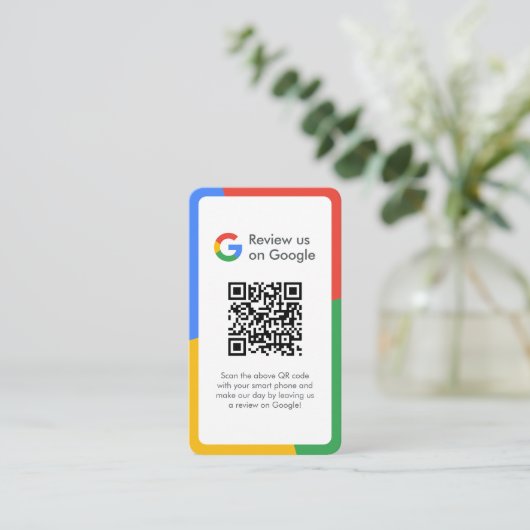 Google-Bewertungen | Business Review Link QR Code Visitenkarte (Stehend Vorderseite)